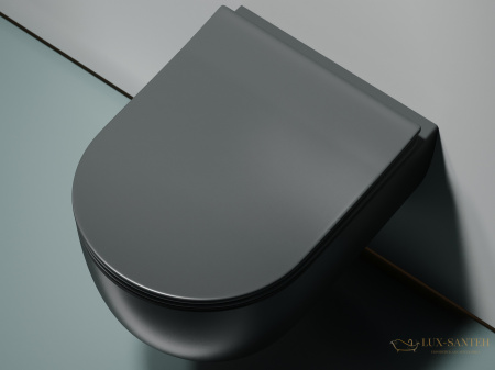 унитаз подвесной ceramica nova modena cn6063mdh безободковый, с сиденьем микролифт, антарцит темный матовый