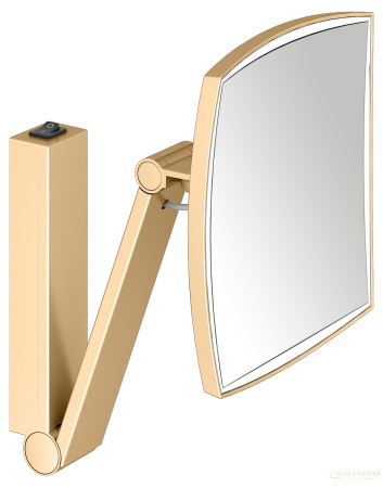 косметическое зеркало keuco ilook_move 17613259004, с кнопочным выключателем, x 5 кратное увеличение, дневной свет, латунь шлифованная 