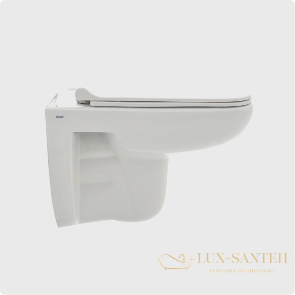 унитаз подвесной безободковый aquame aqm2007, с быстросъемным сиденьем softclose, белый глянцевый