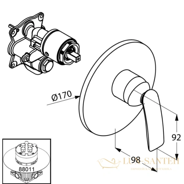 смеситель kludi balance white 526559175 для душа, хром/белый