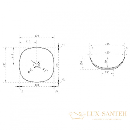 раковина накладная прозрачная abber kristall at2806opal, коричневый