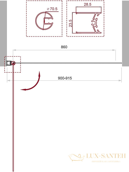 шторка на ванну belbagno uno uno-v-1-90/150-p-cr профиль хром, стекло рифленое 