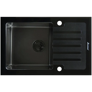 кухонная мойка seaman eco glass smg-780b-gun.b, графит/черный