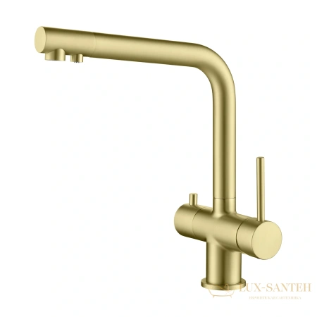 смеситель для кухни  timo saona 2396/17f, с подключением к фильтру, золото матовое
