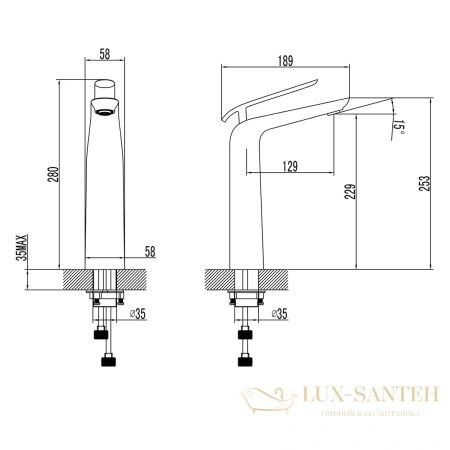 смеситель для умывальника lemark melange lm4909cw высокий, монолитный, хром/белый