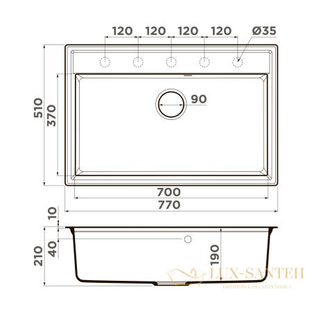 кухонная мойка omoikiri daisen 77-gr artgranit х leningrad grey, 4993628