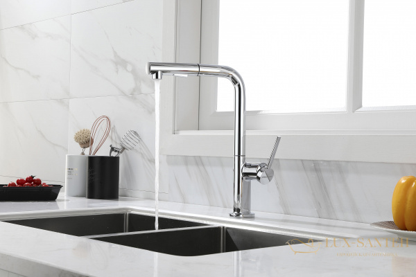 смеситель для кухни с выдвижным изливом paulmark neo ne214419-cr, хром