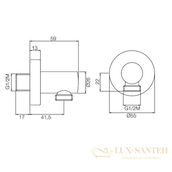 подключение для душевого шланга fima carlo frattini, shower accessories f2172cr, хром