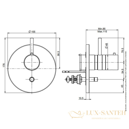 термостат для душа встраиваемый fima carlo frattini fimatherm, f4039x2cr, на 2 выходв, хром