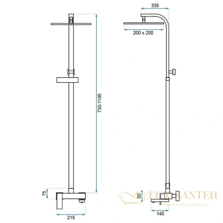 душевая система rea navaro rea-p0802 200 мм, хром