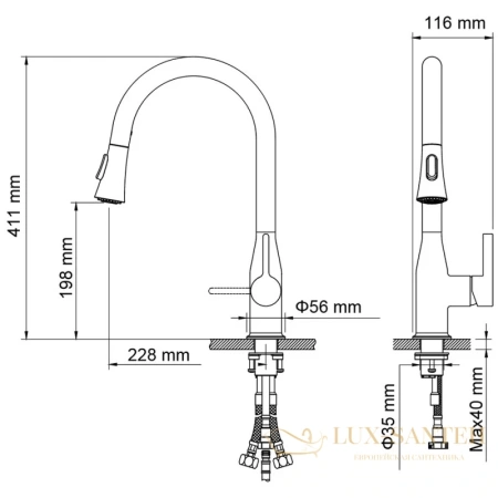 смеситель timo saona 2336/00fl для кухни, хром