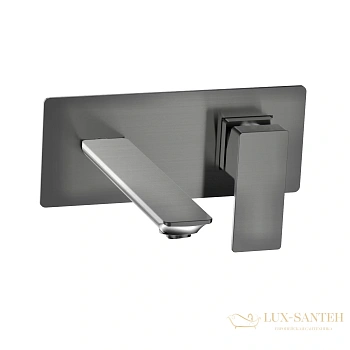 смеситель для раковины встраиваемый aquame savona aqm6815gm, с внутренней частью, без донного клапана, оружейная сталь брашированная