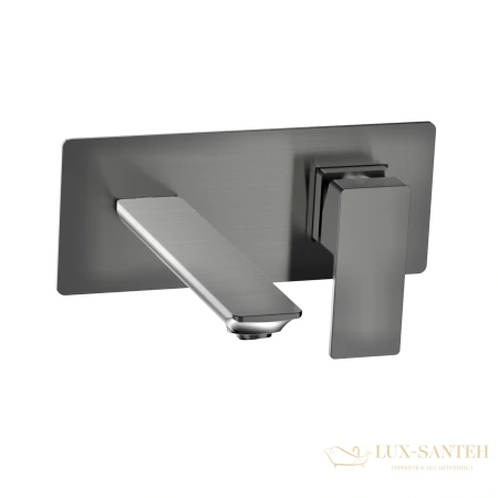 смеситель для раковины встраиваемый aquame savona aqm6815gm, с внутренней частью, без донного клапана, оружейная сталь брашированная