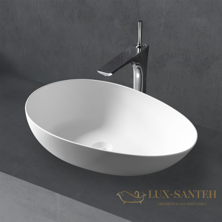 раковина накладная abber stein as2615, 60х36 см, белый матовый