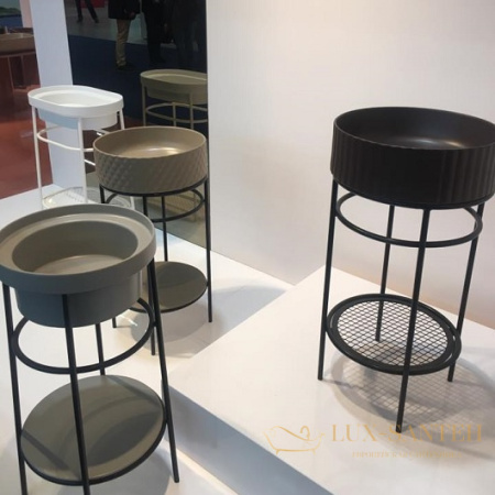 раковина накладная artceram millerighe osl010 17 00 ø 440 мм, черный матовый