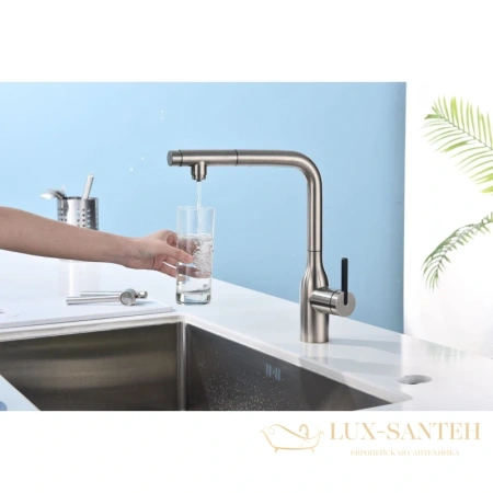 смеситель paulmark viper vi213105-ni для кухни с подключением к фильтру, никель