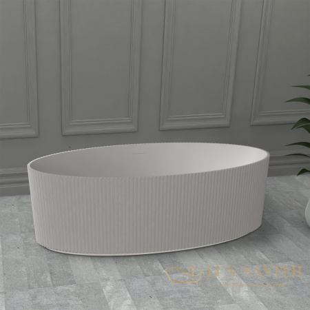 ванна свободностоящая из искусственного камня abber stein as9627, 180х85х55h см, белый матовый 