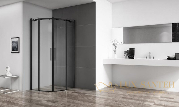 душевой уголок belbagno acqua acqua-r-2-90-c-nero 90x90 см профиль черный, стекло прозрачное