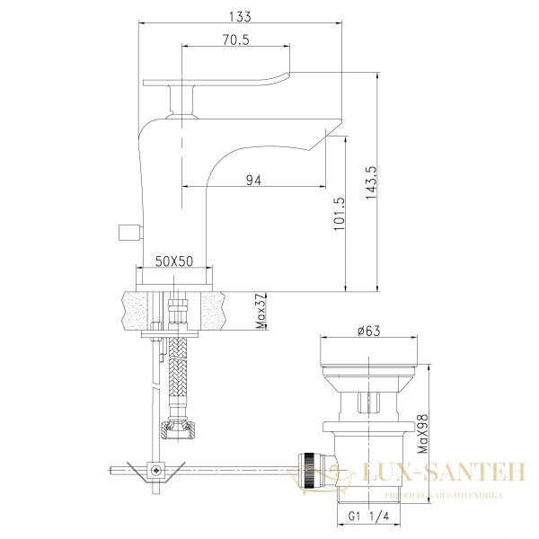смеситель для умывальника lemark contest lm5806cw монолитный, хром/белый