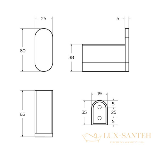крючок cezares stylus-hk-nop, черный матовый