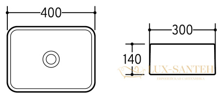 раковина накладная charus torello 700-052w, 400*300*140 мм, белый глянцевый