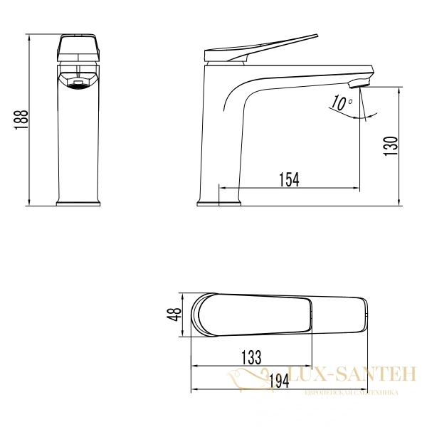 смеситель для умывальника lemark bronx lm3737bl средний, монолитный, черный