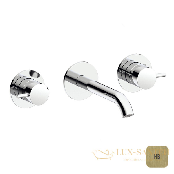 смеситель для раковины встраиваемый на 3 отверстия almar e210057.hb, излив 170-195 мм,  без донного клапана,латунь брашированная pvd