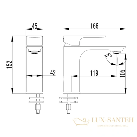 смеситель для раковины aquame monza aqm6310cr, хром