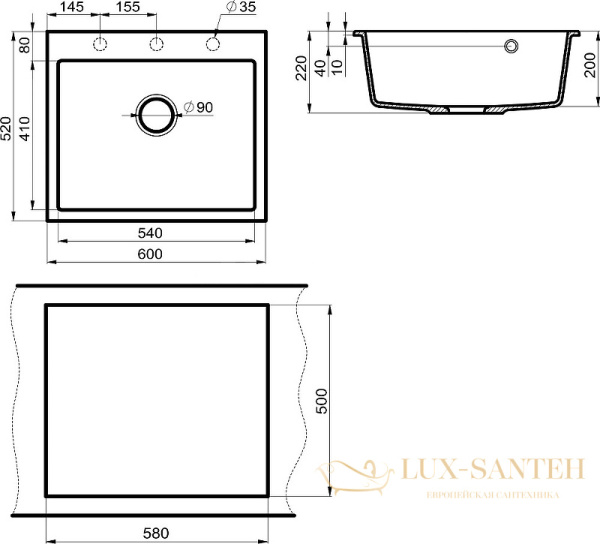 кухонная мойка milacio murcia mc.77014 60 см, бежевый