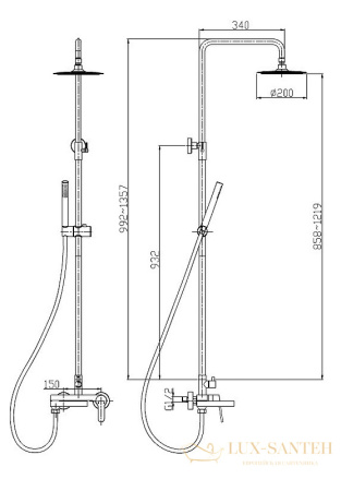 душевая система belbagno delta del-vscm-boro, брашированное золото
