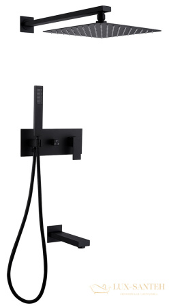 душевая система abber daheim af8217b скрытого монтажа с изливом, черная матовая