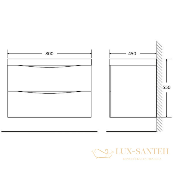 тумба под раковину belbagno marino marino-800-2c-so-rca-p 80 см подвесная, rovere cioccolato amaro