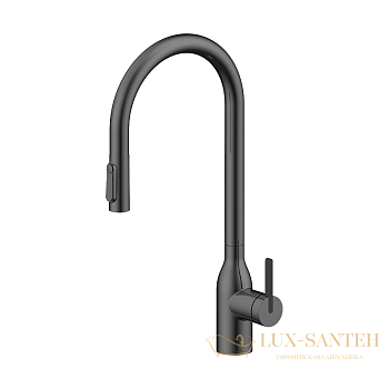 смеситель для кухни под фильтр с выдвижным изливом paulmark universal un213880-gm, вороненая сталь