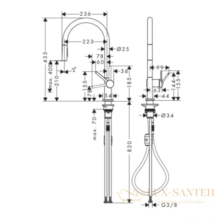 смеситель для кухни hansgrohe talis m54 72842000 хром
