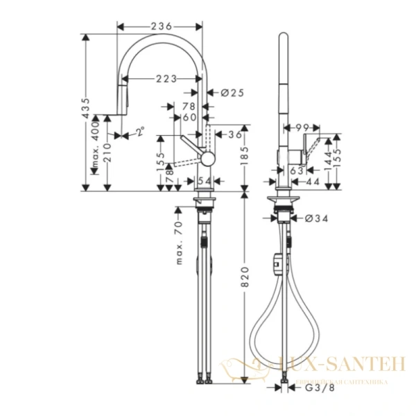 смеситель для кухни hansgrohe talis m54 72842000 хром