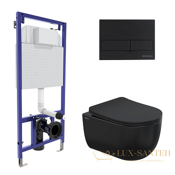 комплект berges  043324: подвесной унитаз ventas rimless с системой инсталляции novum 525 и панелью смыва, черный матовый