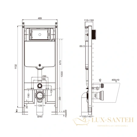 инсталляция для подвесного унитаза aquame slim, aqm4003