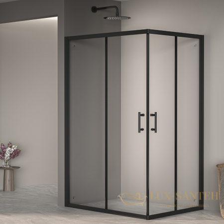 душевой уголок rgw passage 020814680-14 pa-146b 100x80, профиль черный, стекло прозрачное