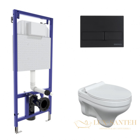 комплект berges  042439: подвесной унитаз floe с системой инсталляции novum 525 и панелью смыва, черный матовый