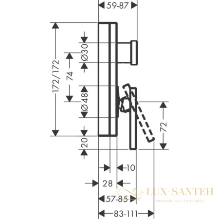смеситель встраиваемый axor edge, 46450990, (внешняя часть), однорычажный, полированный золото
