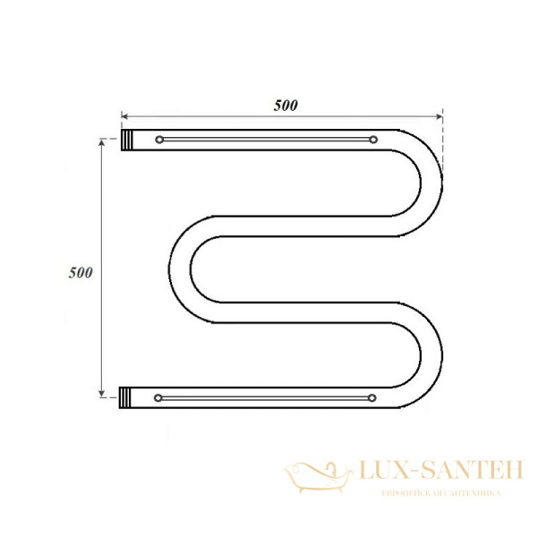 полотенцесушитель 500x500 водяной point pn38555p м-образный (1") с полкой, хром