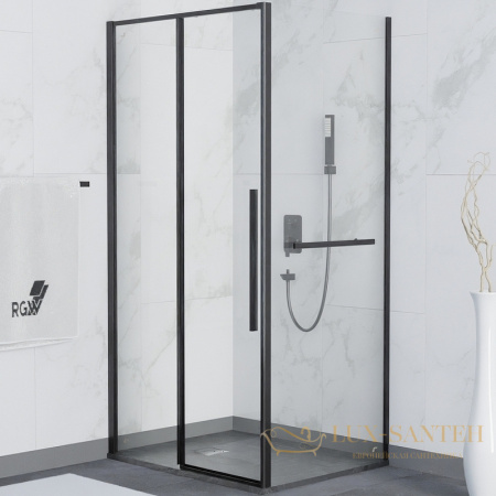 душевой уголок rgw stilvoll 323242120-014 sv-42-1b 120x100, профиль черный, стекло прозрачное