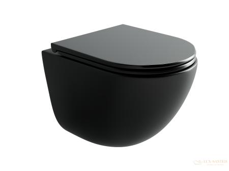 унитаз подвесной ceramica nova vogue, cn4008tmb, смыв торнадо, безободковый, с сиденьем микролифт, черный матовый