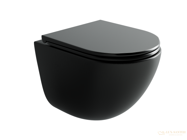 унитаз подвесной ceramica nova vogue, cn4008tmb, смыв торнадо, безободковый, с сиденьем микролифт, черный матовый