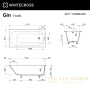 ванна whitecross gin 0217.170080.200, 170x80x60h, искуственный камень, белый матовый