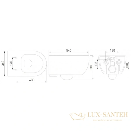 комплект: подвесной унитаз berges ego xl 043233 + система инсталляции berges novum l3, белый, клавиша хром