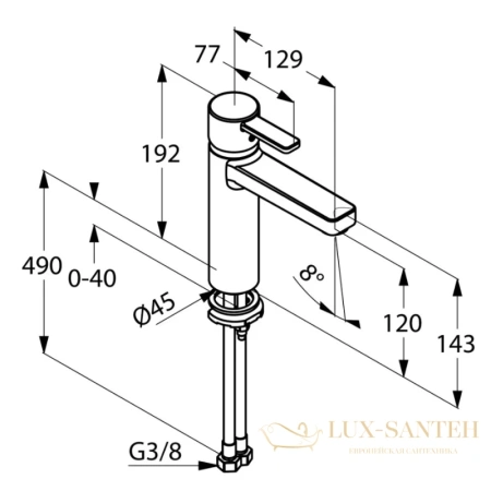 смеситель для раковины kludi zenta 382650575 без донного клапана, хром