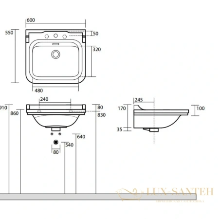 полотенцедержатель kerasan waldorf 740891oro 40 см, золотой