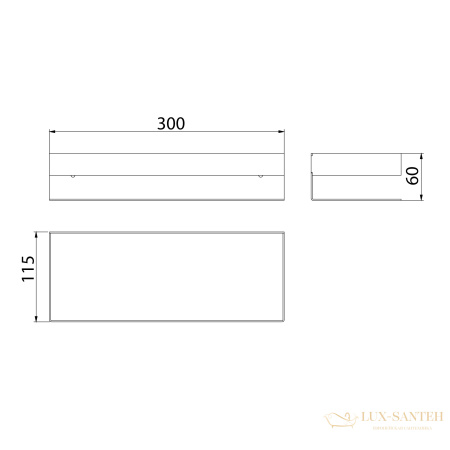 полка для душа lemark shelf line 9776051, 300 мм с крючками, графит