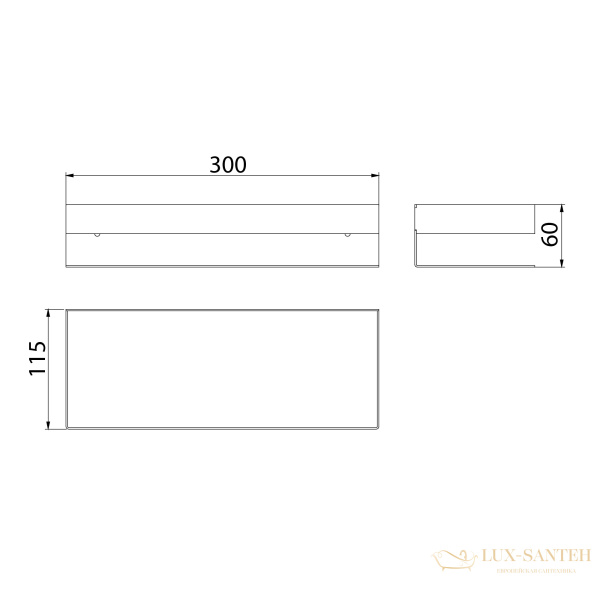 полка для душа lemark shelf line 9771049, 300 мм с крючками, хром